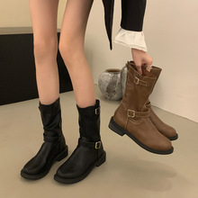 女靴短靴马丁靴骑士跟女靴牛仔西部筒复古风复古粗时装秋冬中靴子