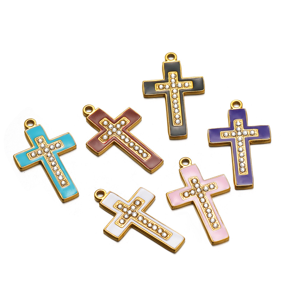 13g Weight Pendant Jewelry Making Type Rhinestones Inlay Material DIY Jewelry Accessories Classification 5 PCS/Package Quantity 304 Stainless Steel Material Cross Pattern Inlay Design Retro, Simple Style Style 5 PCS/Package 304 Stainless Steel Rhinestones Cross Pendant 4