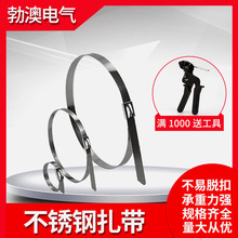 厂家供应304不锈钢扎带4.6*300自锁式金属交通白钢绑带耐高温束线