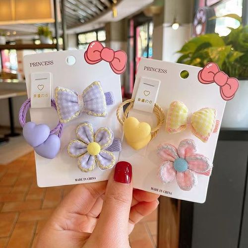 Girls' bow hair accessories, children's headband, rubber band, baby hair tie, hairpin set, hairpins do not hurt hair