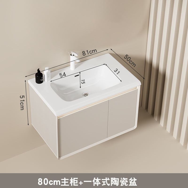 Color crema 80 gabinete + grifo + Válvula de ángulo