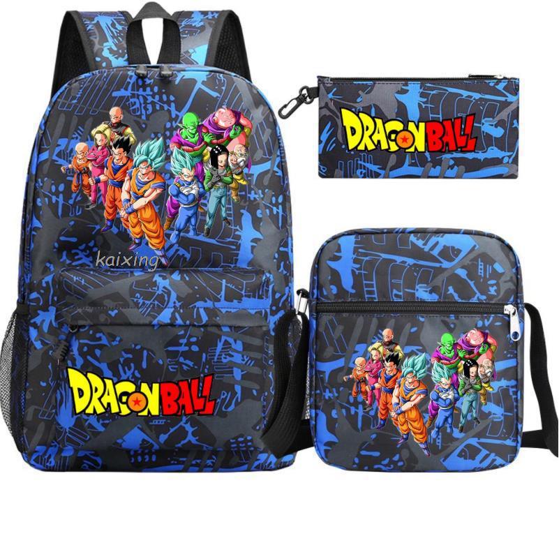 Juventud Dragon Ball mochila estudiante bolsa de hombro bolsa de viaje conjunto de 3 piezas