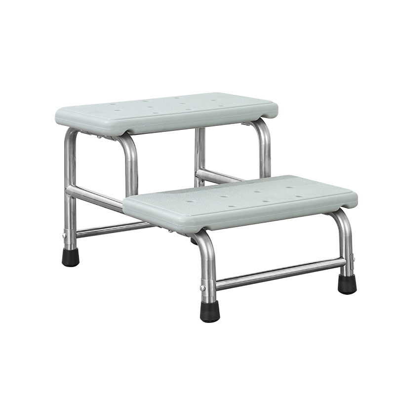 Taburete de acero inoxidable para exploración ginecológica, taburete doméstico de dos niveles, silla desmontable y regulable en altura