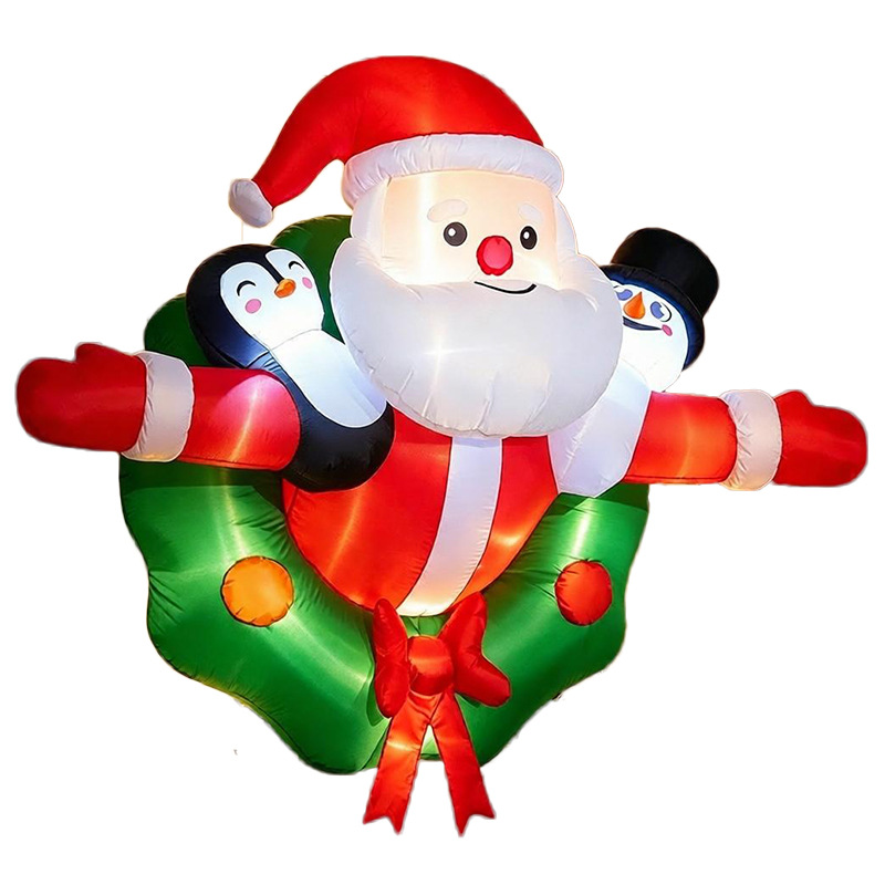 Navidad transfronteriza luminosa caja de regalo muñeco de nieve infláble de color Santa Claus decoración de patio al aire libre diseño modelo de aire