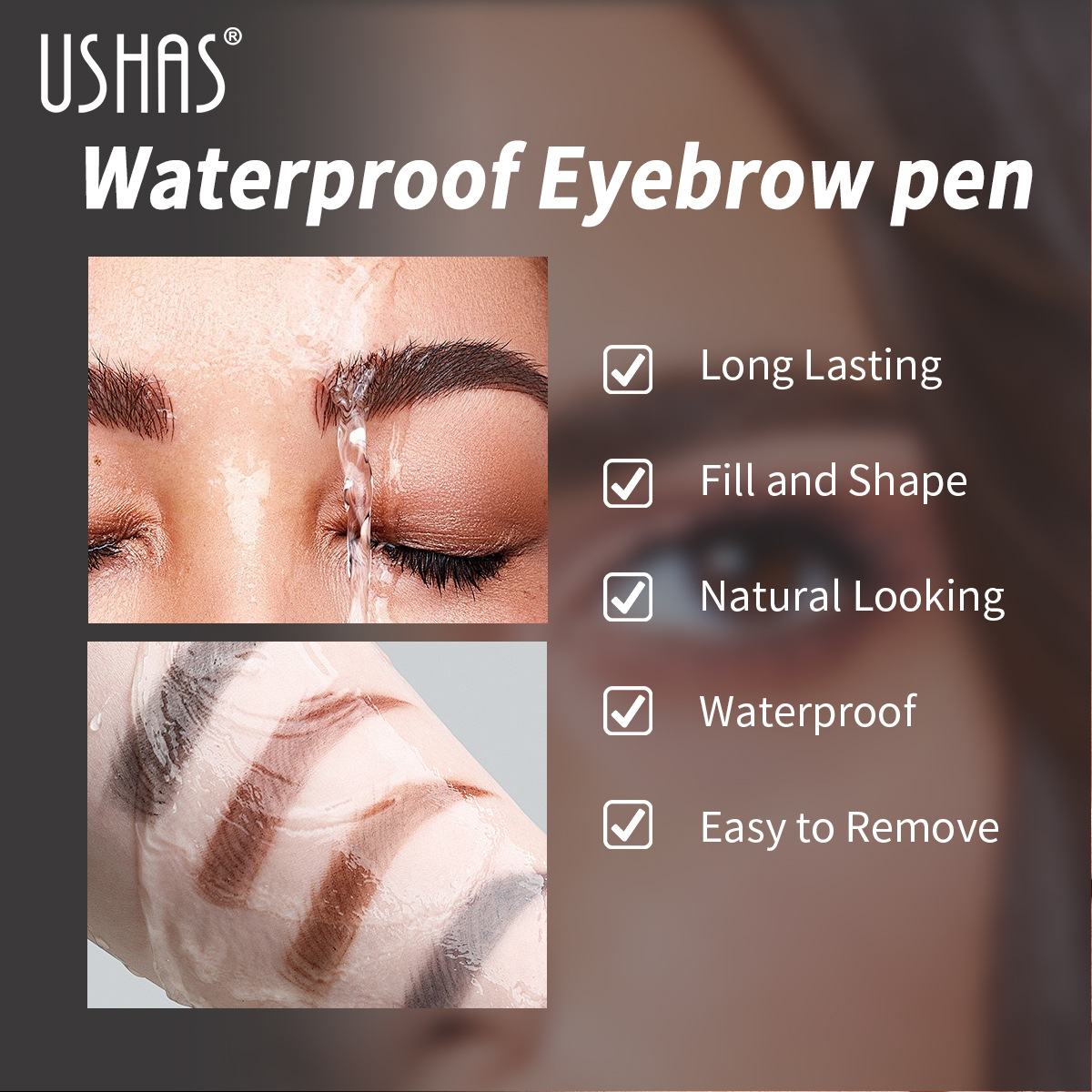 USHAS Amazon Cross-border spot crema de tinte de cejas juego de cepillos de cejas, cejas impermeables de larga duración, manchas TP353