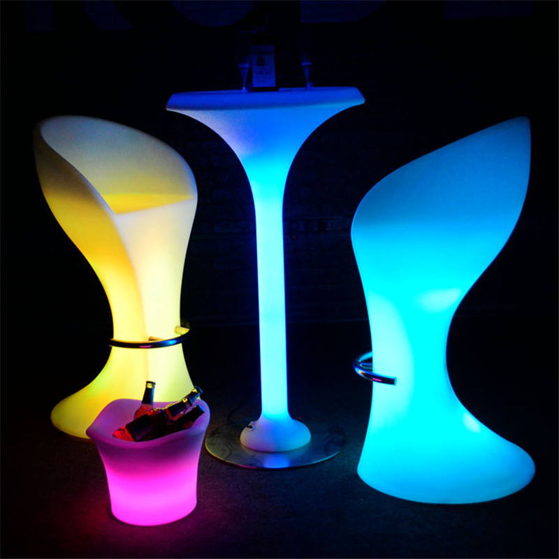 LED iluminado silla de bar creativo taburete alto movimiento combinación de piso mesa y silla al aire libre cóctel al aire libre image 3