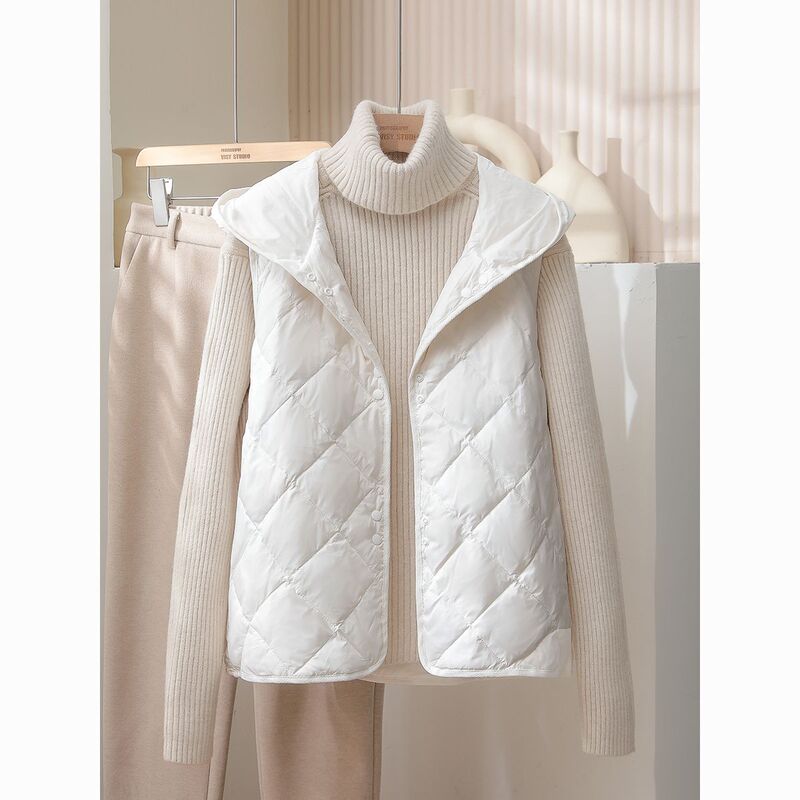 2026 Spring and Winter New Style Diamond-Shaped Lightweight down Vest for Women, Short Style, Loose-Fitting down Jacket, Fashionable Outerwear