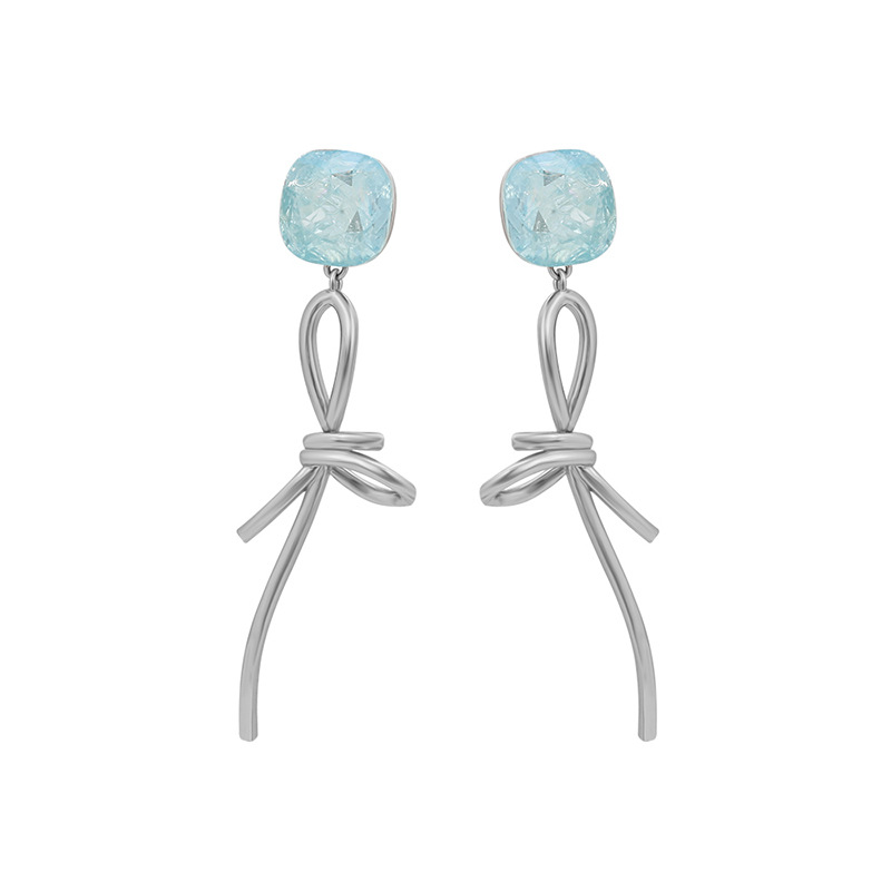 Xuping moda ligera de lujo imitación de aretes de cristal geometría cuadrada arco bordilla pernos de orejas elegante temperamento auriculares mayorista