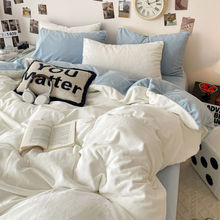 加厚牛奶绒床上四件套保暖珊瑚兔绒被套三件套简约纯色法莱绒床单