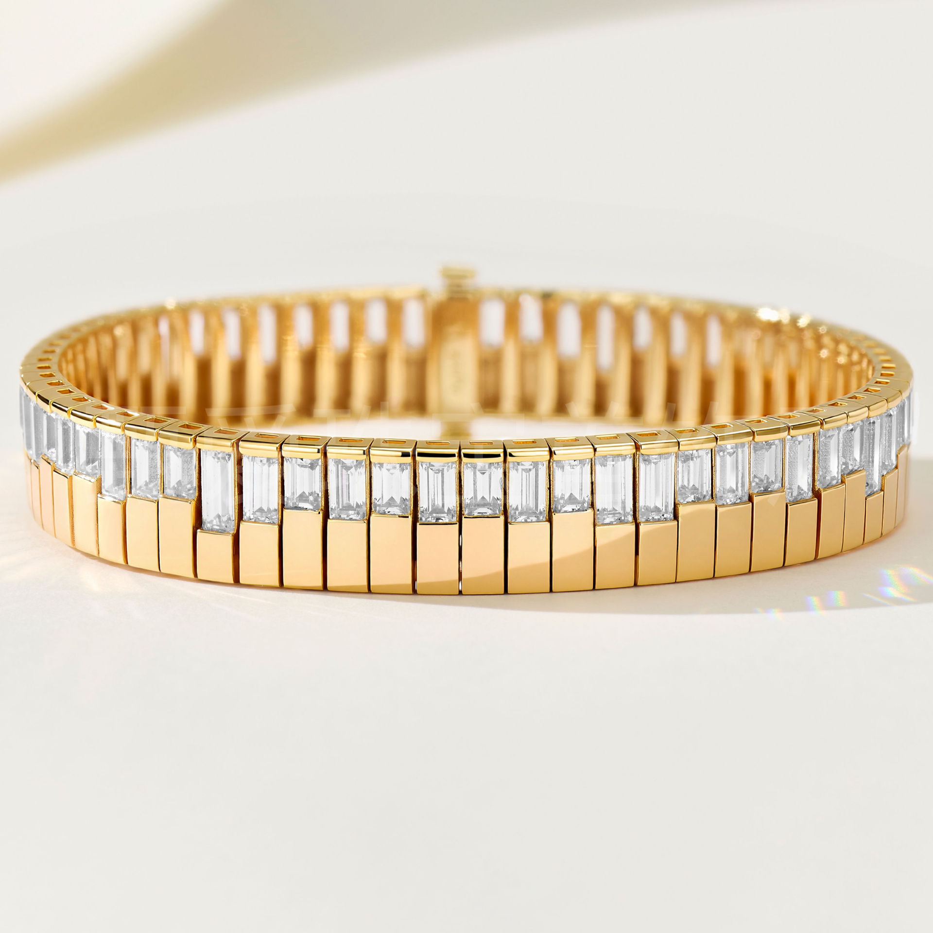 Cross-border bestseller: 925 silver piano key diamond-studded bracelet, a lightweight and luxurious wide-band bracelet for women, wholesale