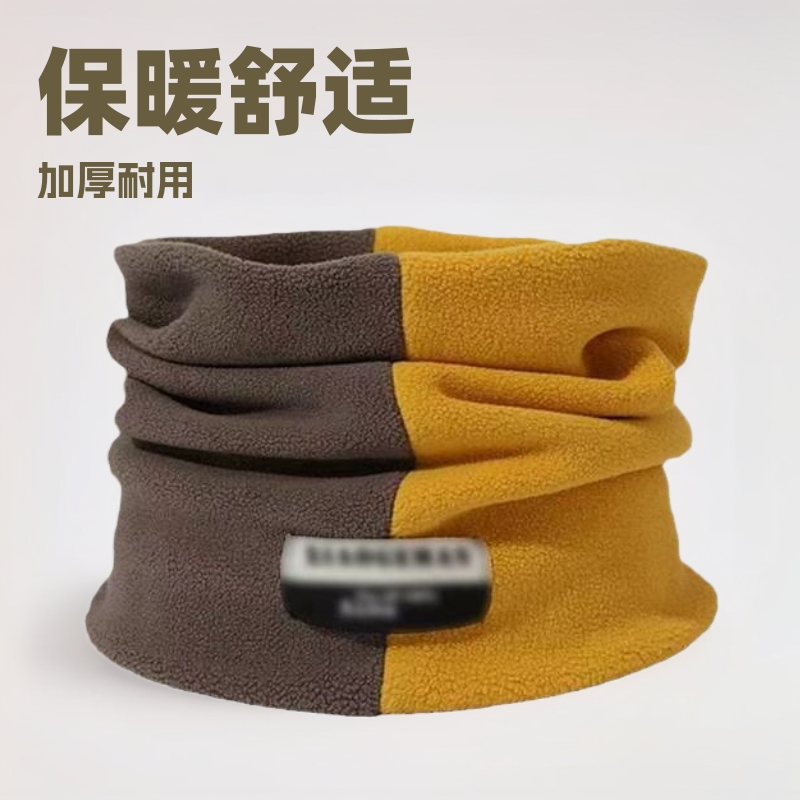 冬季双面奥利绒加厚无痕保暖脖套防寒户外时尚那女拼色套头现货跨