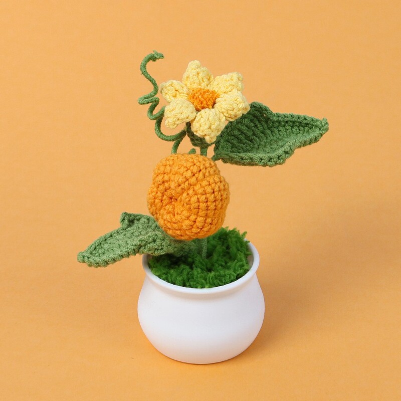 完成したウールひまわり鉢植えスズラン造花チューリップデスクトップ装飾品バレンタインデー教師クラスメートギフト|undefined