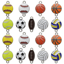 多款体育运动球类双吊滴油挂件DIY复古合金饰品配件跨境热销吊坠