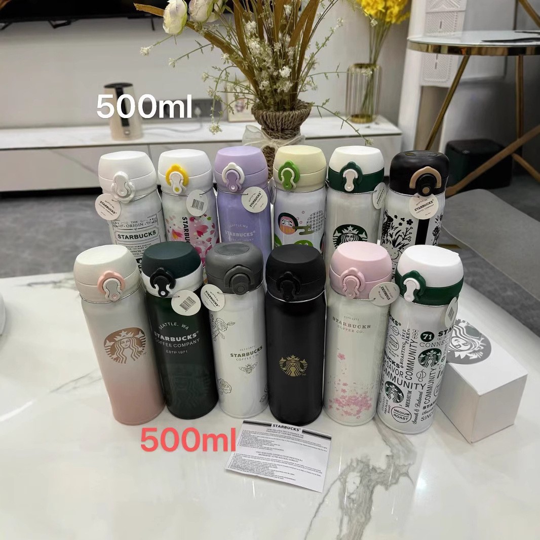 爆款星爸爸新款情侣保温杯304不锈钢500ml便携联盟款弹跳式保温杯