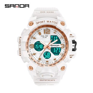 SANDA fashion women's electronic watch trend design hour automatic time dual display LED luminous waterproof wrist watch