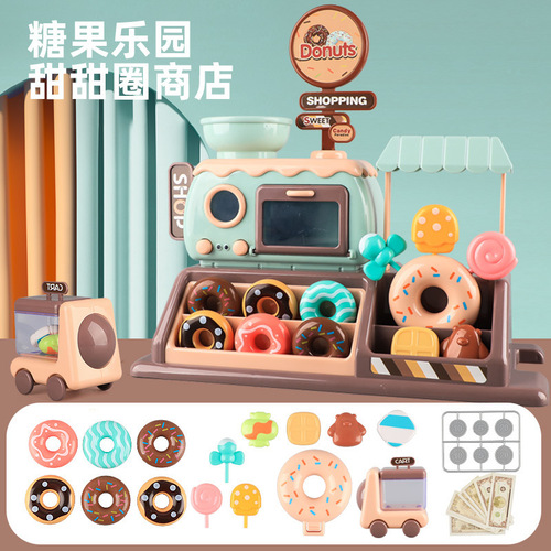 Children's candy ice cream sale donut shop supermarket boys and girls oven kitchen dining car toys play house