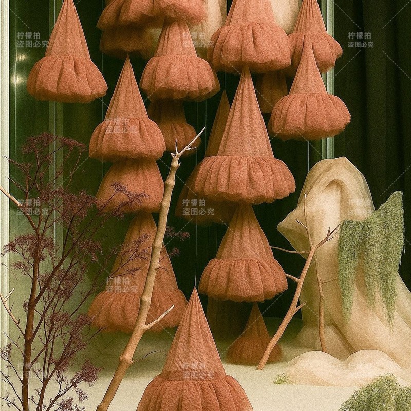 云朵纱幔婚礼吊饰派对网红挂装饰拍照道具置景陈列布幔户外生日|undefined
