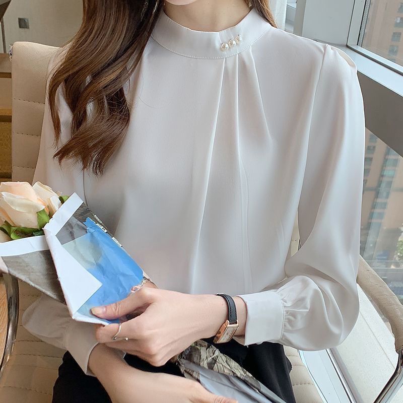 白色时尚衬衫女秋季2025新款职业装雪纺衬衣洋气宽松显瘦长袖上衣|undefined