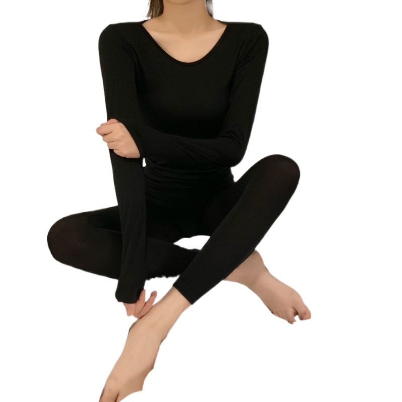 37도 일정한 온도 얇은 가을 옷과 긴 바지 여성 정장 난방 겨울 따뜻한 정장 한국어 버전 투피스 바닥 정장