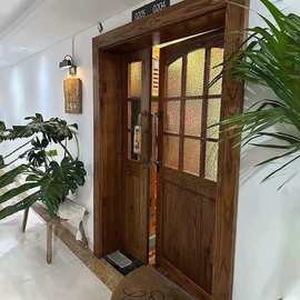 老榆木实木大门民宿酒店室内门别墅庭院入户门平开门仿古推拉门