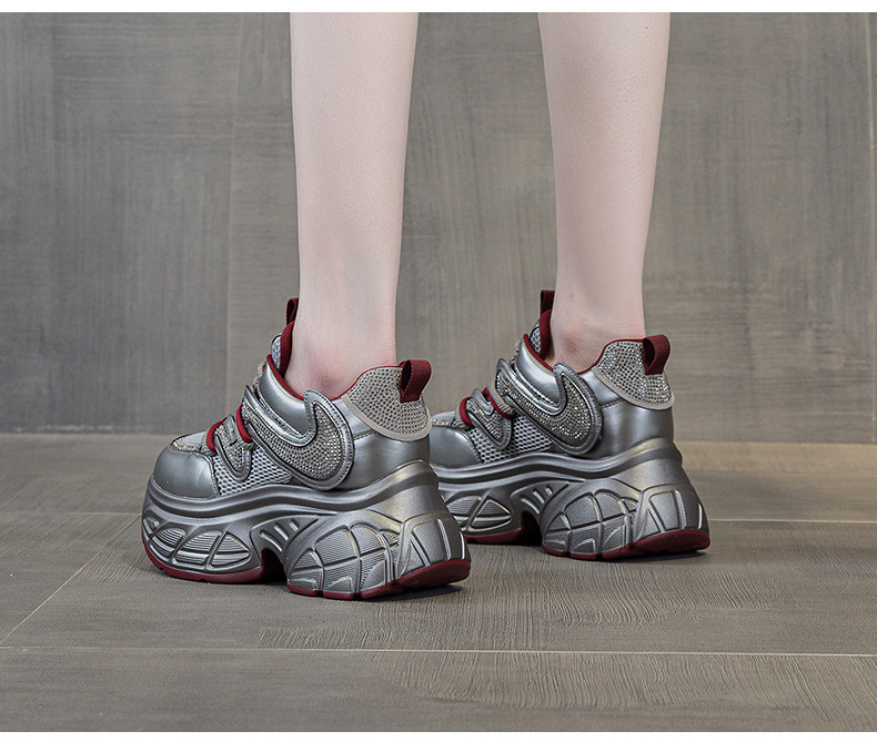 Giày sneaker nữ chunky đế dày tăng chiều cao phong cách hot girl mùa xuân 2026 — M2807 màu be, M2807 màu bạc, M2807 màu đen, M2807 Màu tím chi tiết 25
