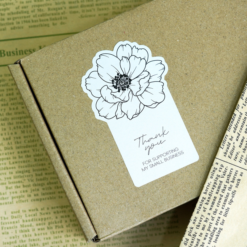 [Hot Sale] Spot Wholesale 2 Pieces/Sheet Special-Shaped Flower Long Sticker Gift Box Sealing Sticker Self-Adhesive Packaging Sticker