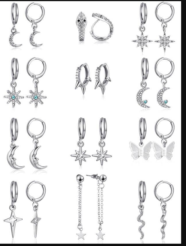 1 Set Quantity Holiday, Daily Occasion Alloy Material 1 Set Retro Geometric Star Inlay Alloy Zircon Drop Earrings