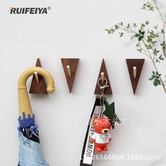 Nordic Japanese style creative black walnut beech solid wood hook coat hook wall decoration bedroom fitting room no punching