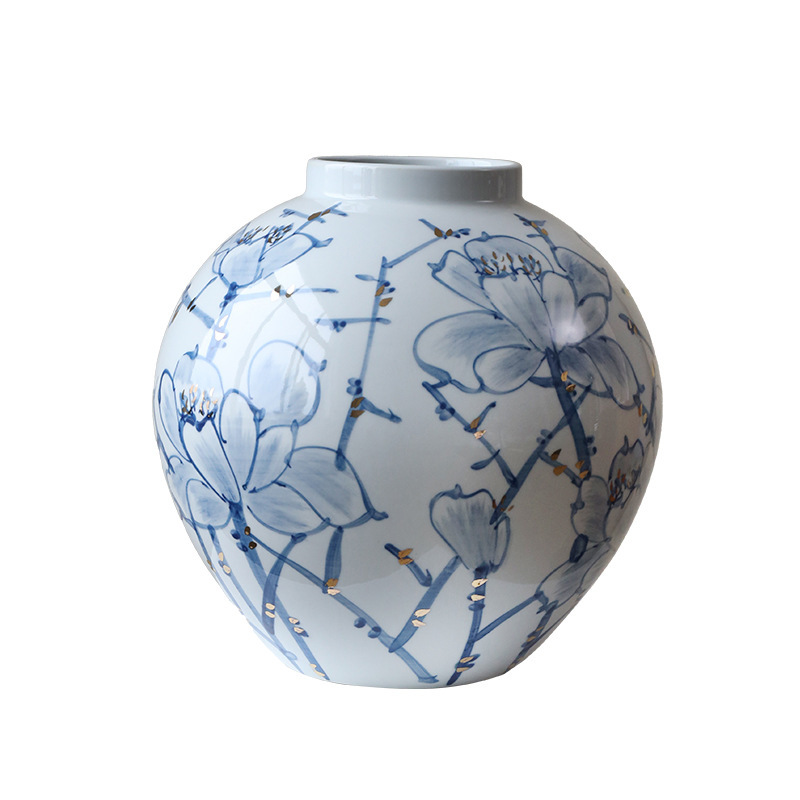 セラミック花瓶新しい中国風青と白の磁器研究デスクトップフラワーアレンジメント装飾品水耕栽培可能ボーグラックカウンター装飾花器|undefined