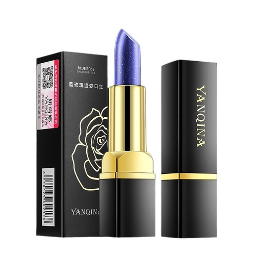 YANQINA Blue Kiss Black Rose Color-Changing Lipstick Waterproof and Transfer-Resistant, Thousands of Colors, Temperature-Responsive Lipstick