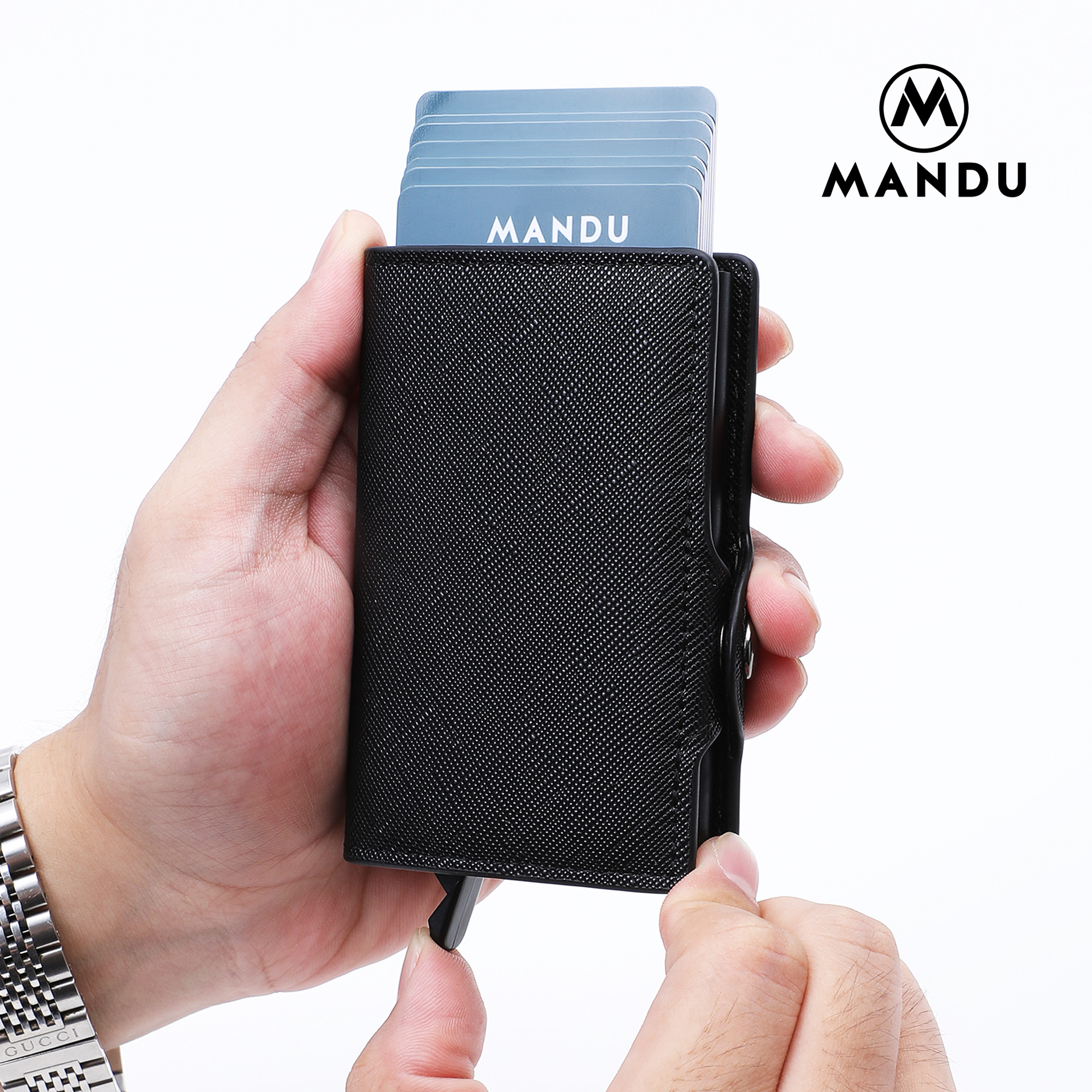 MANDU comercio exterior venta caliente Amazon RFID tarjeta de posición de tarjeta múltiple clip de dinero de cepillo antirrobo paquete de tarjeta de aleación de aluminio sentido avanzado
