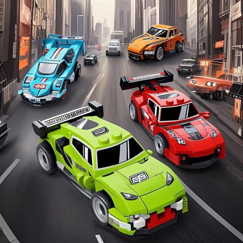 Compatible with Lego Racing Blocks Puzzle Plugged Toys Children's Huili Car Assembly Children's Small Gift