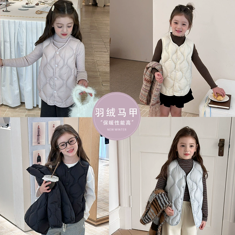 Новый национальный стандарт: белый утиный пух с возможностью отслеживания происхождения. Легкий и теплый пуховый жилет с ромбовидным узором для взрослых и детей.