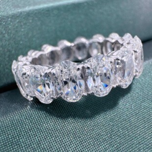 S925 Sterling Silver Pigeon Egg Row Ring Women's European and American Fashion Joker Stackable Full Diamond Egg Ring