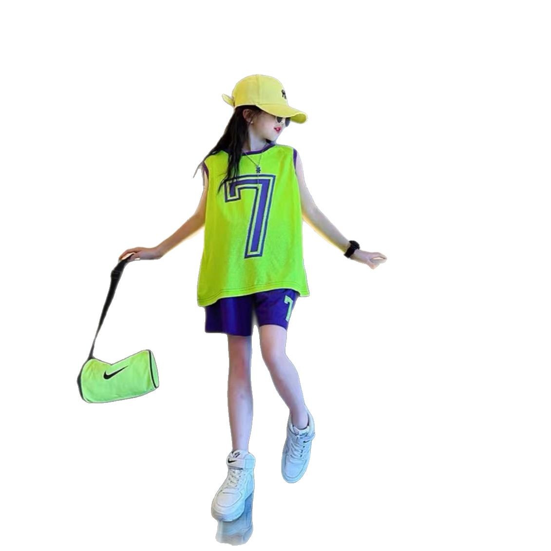 Traje deportivo para niñas verano nuevo uniforme de baloncesto de secado rápido para niños medianos y grandes, chaleco suelto, pantalones cortos, dos piezas, transpirable y delgado