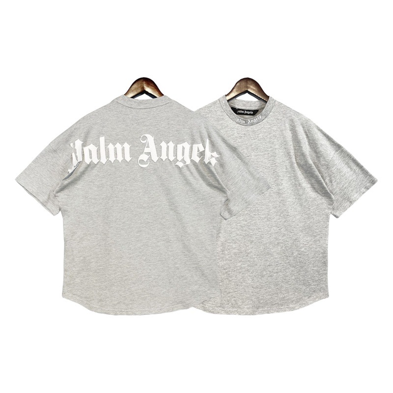 Versión correcta de la camiseta de punto transfronterizo de manga corta con estampado de letras grandes y espuma trasera suelta casual de palm High Street