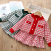 Sweater, demi-season red knitted children's set, western style, Chanel style, children's clothing