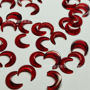 Moon Flat Plain Surface Crescent Plain Surface in Stock 8.8*11mm Large Red Glass Loose Stone DIY Ring Pendant Accessory