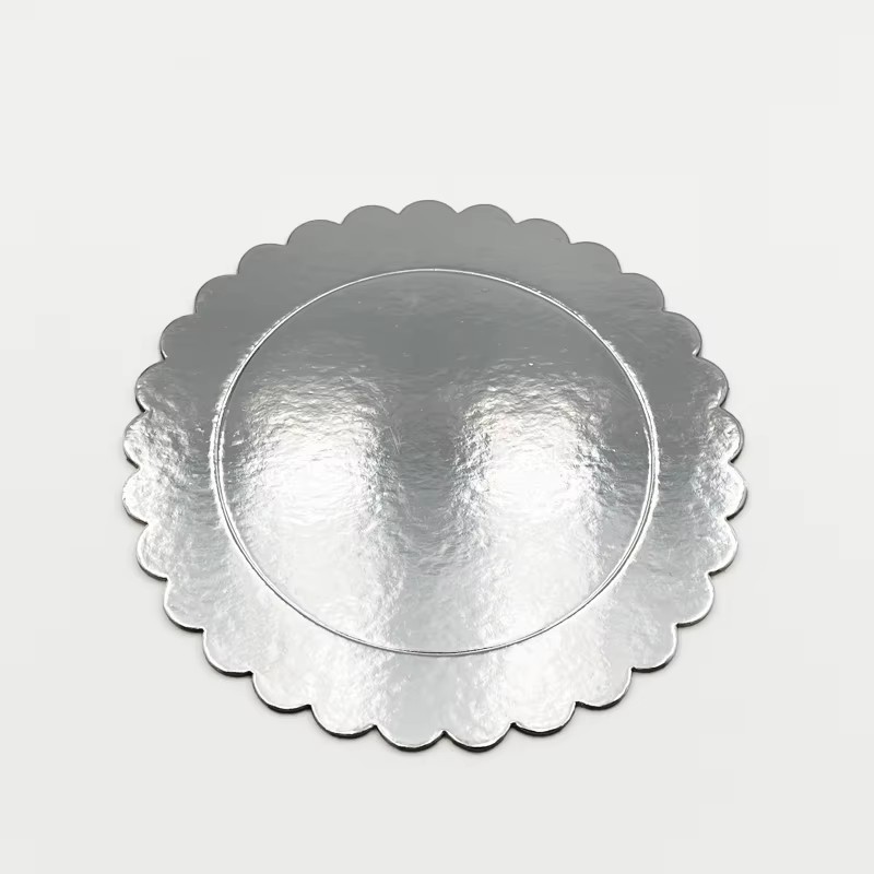 Fábrica directa de pastel de cumpleaños logotipo impreso mousse redondo placa de pastel de papel doble gris placa de pastel de papel duro