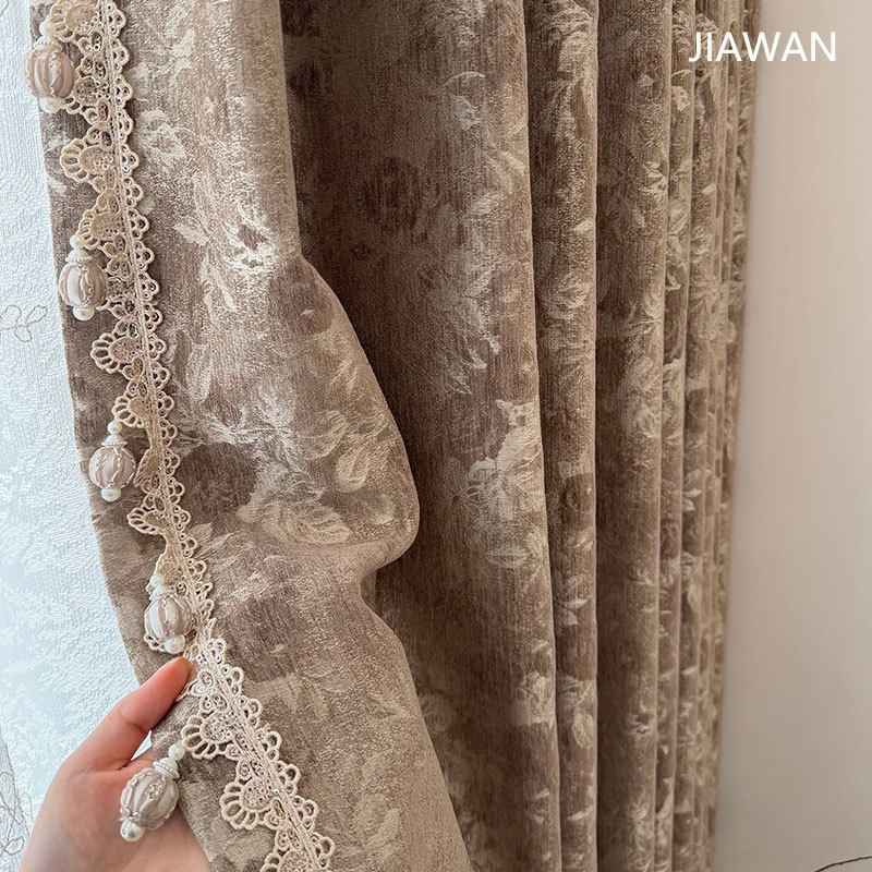 Original Monet Rose French Vintage Style Curtains, High Blackout, High Precision Chenille, Custom-Made for Bedroom and Living Room