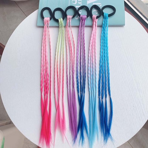 Children's wig accessories, headwear, false ponytail, strap-style colorful braided headband, girls' short stage cute hairstyle