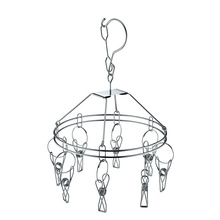 旺盛不锈钢衣架圆形8夹 加粗2.5mm方形双层实心晒袜 晾衣袜架夹子