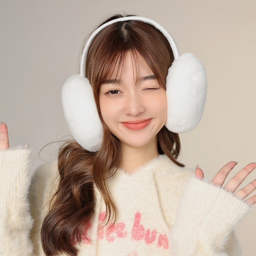 Plush warm earmuffs for women, cute earmuffs, winter earmuffs, winter cold protection, solid color ear warmers, foldable autumn and winter earmuffs, large