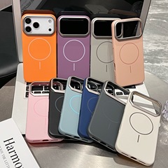 适用iphone17肤感磁吸手机壳苹果16PROMAX橙色刀锋PC防摔保护套15