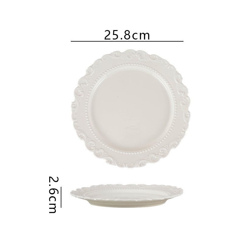 Plato blanco en relieve de 10 pulgadas