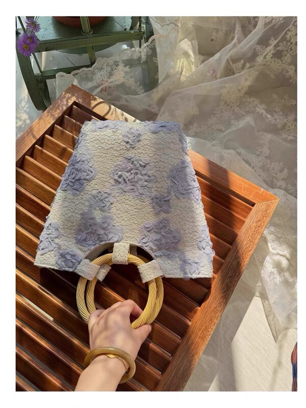 古代風レース立体花竹リングハンドバッグ優しく爽やかな日常多用途レディースバッグチャイナバッグ|undefined