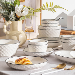 Dishes and Dishes Set Household Ceramic Internet Popular ins Style Tableware Japanese-Style Plate Dishes and Dishes Wedding Housewarming Gifts