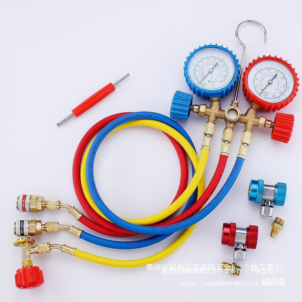 厂家空调加氟表A压力表冷媒阀工具套装R1加液冰种双表打压汽车34
