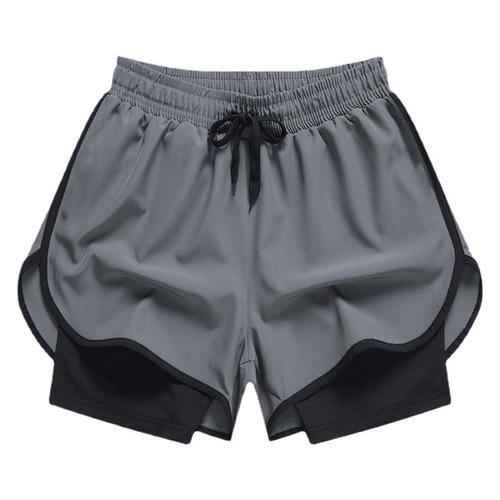 Men's 2024 Summer Quick-Dry Sports Shorts High-Elastic Training Breathable Running Fitness False Two-Piece Underwear-Proof Yoga Pants
