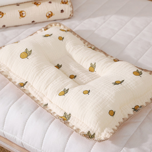 0-1 year old baby shaped pillow, anti-head deflection, universal fixed head shape cotton printed breathable side sleeping pillow for all seasons